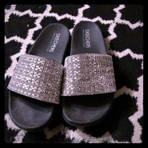 Sketchers sparkly memory foam sandals
